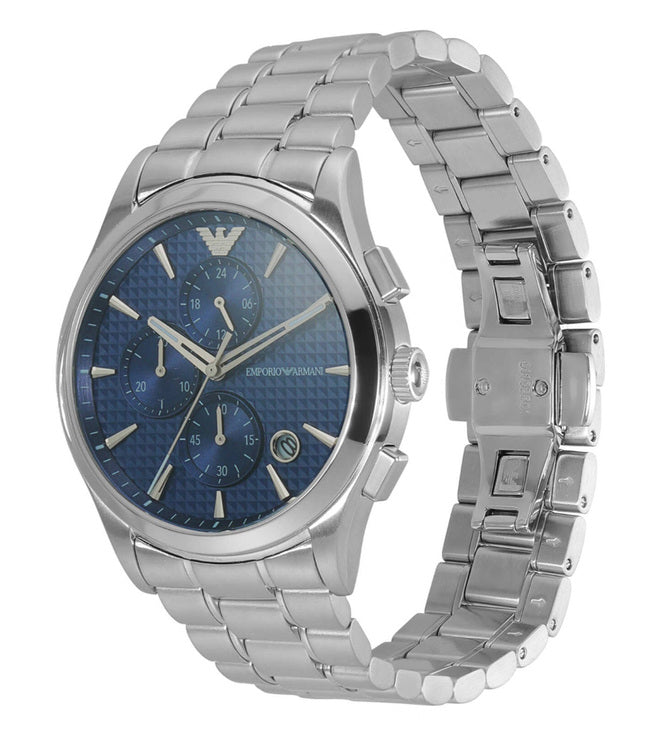 Emporio Armani Chronograph Blue Dial Silver Steel Strap Watch For Men - AR11528 - Image 5